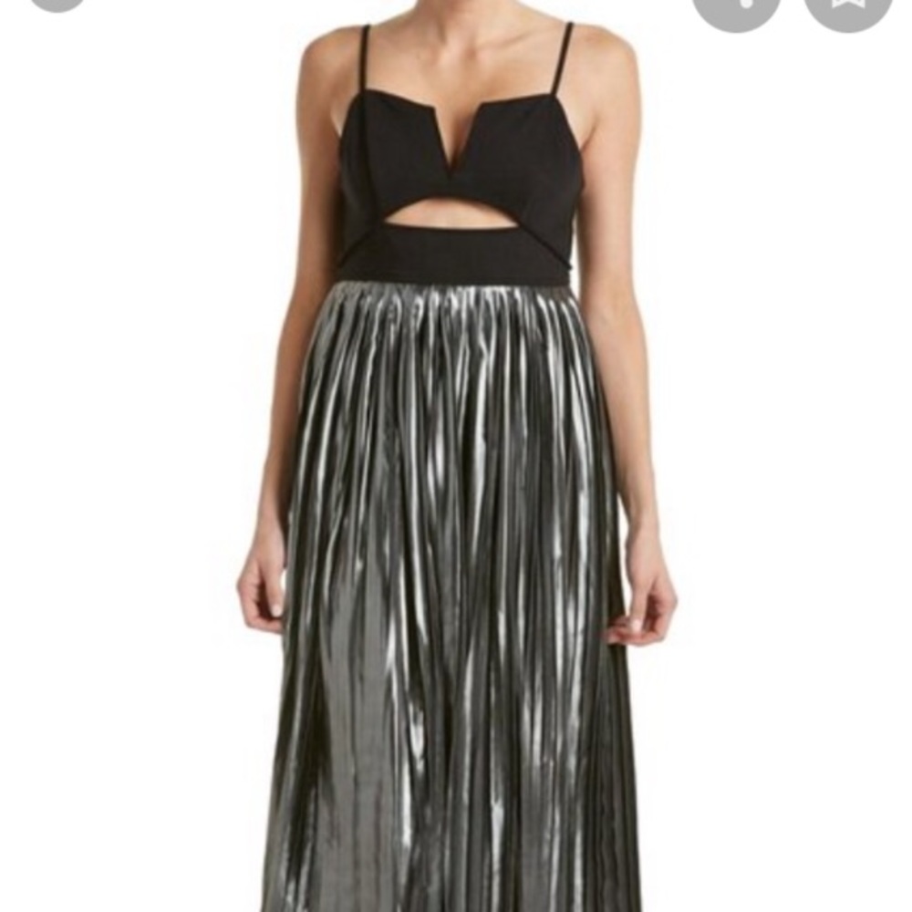 Free People Piper Pleated Metallic Dress